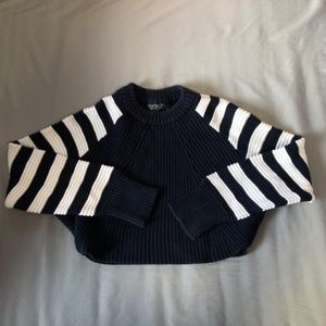 Sz 4 EUC TopShop Blue White Crop Sweater Stripes Chunky Knit